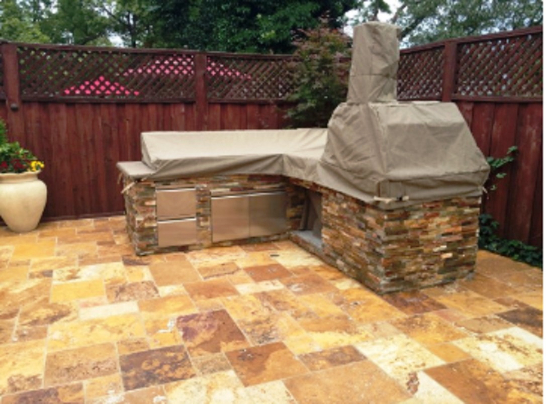 Пошив чехлов для кухни BBQ из камня